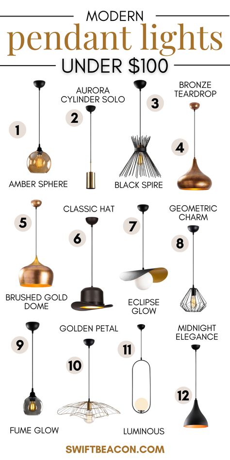 Looking for the perfect pendant lights? We definitely got you covered! From kitchen islands and dining tables to bedside and bathroom lighting, our modern pendant lights under $100 bring style to any space. Choose from unique materials like rattan, bamboo, or brass, or go for a sleek glass finish. Whether it’s for a cozy Japandi vibe or a contemporary look, you’ll find the perfect fit. Shop now at swiftbeacon.com! Japandi Pendant Light, Cozy Japandi, Mid Century Modern Light Fixtures, Modern Pendant Lights, Lighting Plan, Bedroom Crafts, Kitchen Island Design, Kitchen Pendants, Diy Renovation