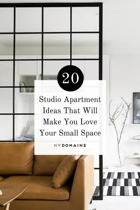 Black White Studio Apartment, Creative Studio Apartment Storage, Black Furniture Studio Apartment, Black And White Studio Apartment, Cozy Studio Apartment Ideas, Chic Studio Apartment, Modern Studio Apartment Ideas, Multi Purpose Furniture, White Studio Apartment