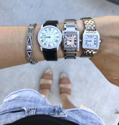 About My Cartier Watches T Shirt Jewelry, Jewelry Street Style, Shirt Jewelry, Cartier Watches Women, Watches Women Simple, Fashion Props, Cartier Tank Solo, Street Style Jewelry, Cartier Tank Francaise