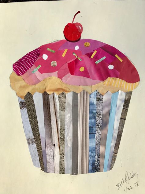 Crafts With Old Magazines, Magazine Paper Art, Kolazh Art Ideas, Cupcake Collage, Collage Art Ideas, Collage Lesson, Collage Crafts, Simple Collage, Newspaper Art