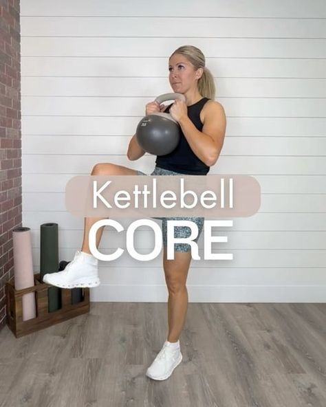 Natalie Wilson • Home & Gym Workouts on Instagram: "SAVE 📌 this Kettlebell Core workout 🔥  Do 12-16 reps 3-4 sets  I’m using the incredible kettlebell from @wegym_fit  Use code: Natalie for discount   Comment “kettlebell” and I’ll send you the link  #kettlebell #kettlebellworkout #kettlebells #kettlebellswings" Kettlebell Core Workout, Kettlebell Core, Kettlebell Abs, Kettlebell Swings, Thigh Exercises, Home Gym Equipment, Kettlebell Workout, Muscle Groups, Core Workout