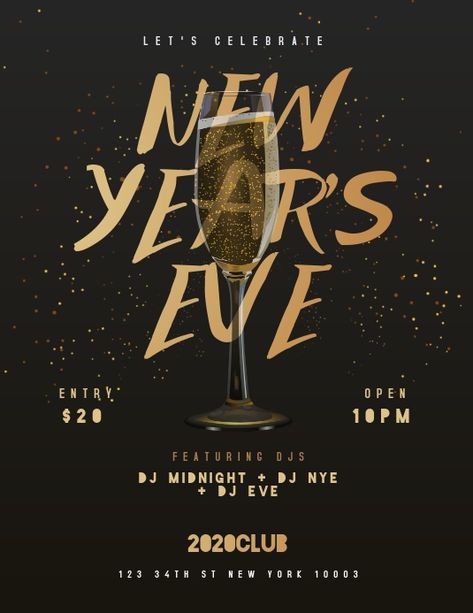 New Year Flyer, Happy New Year New Year's Eve Flyer, Luxury Advertising, New Year Flyer, Festive Poster, New Year Wishes Images, New Year Post, Happy New Year Design, Illustrator Design Tutorial, Christmas Flyer