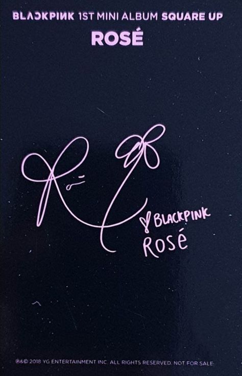 Blackpink Rose Signature, Rose Signature Blackpink, Rosé Signature, Rose Pc, Blackpink Card, Photocard Design, Blackpink Photocards, Rose Signature, Dancing In The Moonlight