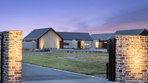 West Melton House | JD Homes New Zealand Farmhouse, Game Lodge Design, Architectural Farmhouse, New Zealand Farm, Lodge Design, Game Lodge, Road House, New Zealand Houses, Modern Barn House