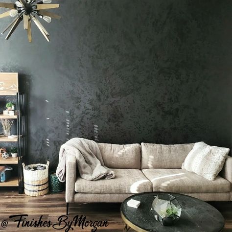 Dark Plaster Walls, Sonic Room, Tricorn Black, Venetian Plaster Walls, Forever Home Ideas, Ski Condo, Domestic Bliss, Stucco Walls, Venetian Plaster