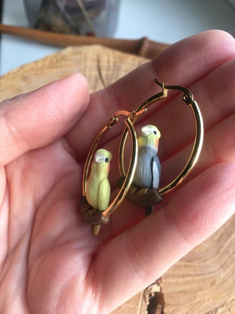 Clay Bird Earrings, Tucan Earrings, Parrot Accessories, Bird Earring, Parrot Earrings, Parrot Necklace, Tropical Jewelry, Tropical Bird, Funky Earrings