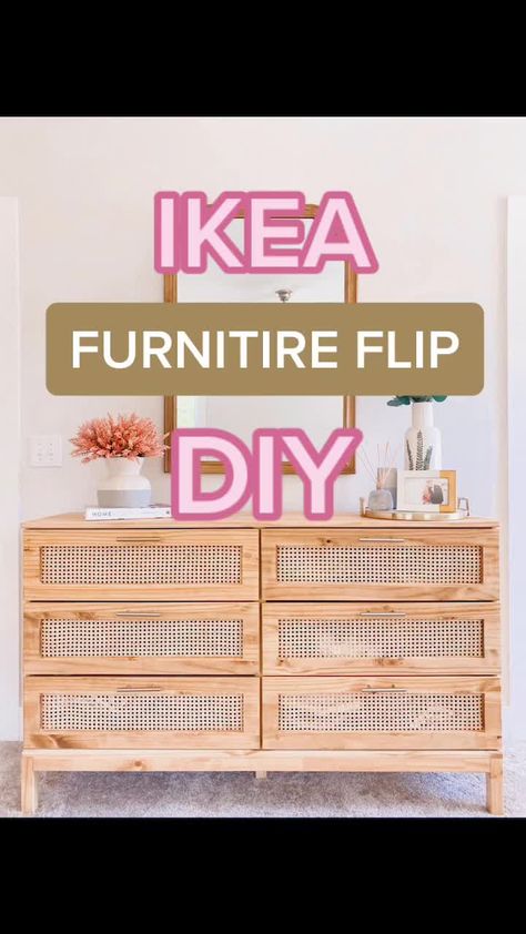 Wicker Dresser Makeover Diy, Rattan Furniture Makeover, Thrift Flip Furniture, Boho Nightstand, Rattan Dresser, Diy Rattan, Upcycle Dresser, Wicker Dresser, Diy Dresser Makeover