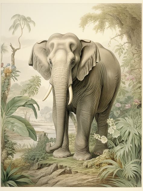 Asian Elephant Drawing, Colonial Artwork, Asian Elephants, Elephant India, Elephants Photos, Art Studio Room, Elephant Illustration, Elephant Drawing, Asian Elephant