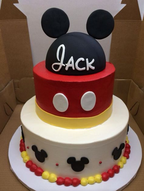 Tiered Mickey Mouse birthday cake. www.mazzettisbakery.com Mazzetti's Bakery. Pacifica, CA. Family owned bakery. Bay Area bakery. Desserts. Cupcakes. Baked treats. Wedding cakes and cupcakes. Desserts for special occasions. Mickey Mouse 2nd Birthday Cake, Mickie Mouse Cake, Mickey Mouse Birthday Cakes, Mickey Mouse First Birthday Cake, Birthday Cake Mickey Mouse, Mickey Mouse Ideas, Cake Mickey Mouse, Mickey Birthday Cakes, Γενέθλια Mickey Mouse