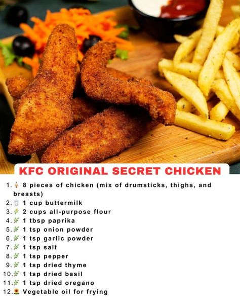 Recipestep Fried Chicken Ingredients, Amish Chicken, Chicken Recipies, Kentucky Fried, Chicken Dinners, Copycat Recipe, Bbq Chicken, How To Dry Oregano, Finger Food