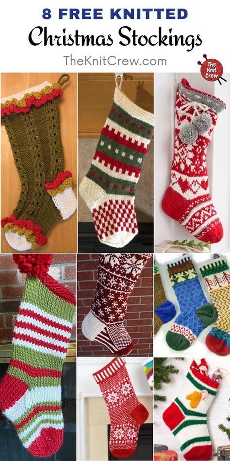 8 Free Knitted Christmas Stocking Patterns. 8 Free Knitted Christmas Stocking Patterns curated by The Knit Crew. Knit Christmas Stocking Pattern, Knitted Christmas Stocking Patterns Free, Christmas Socks Pattern, Christmas Stocking Pattern Free, Knitted Christmas Stocking Patterns, Stocking Pattern Free, Knit Christmas Ornaments, Crochet Christmas Stocking Pattern, Christmas Stocking Ornament