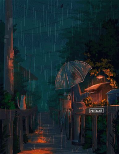 Rain Umbrella GIF - Rain Umbrella Night - Discover & Share GIFs Rain Animation, Pixel Art Background, Arte 8 Bits, Animation Artwork, Arte Cyberpunk, Rainy Night, Beautiful Gif, Aesthetic Gif, Anime Scenery Wallpaper