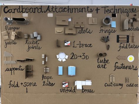 Cardboard Engineering Techniques, Cardboard Attachment Techniques, Cardboard Attachments, Cardboard Joints, Cardboard Techniques, Cardboard Architecture, Attachment Techniques, Cardboard Structures, Sculpture Cardboard