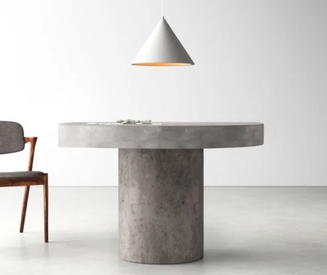 Cement Table, Metal Trash Cans, Dining Table Base, Ikea Table, Traditional Dining Rooms, Circle Table, Concrete Dining Table, Hallway Wall Decor, Contemporary Dining Table