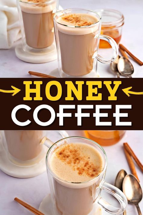 Honey coffee is the best way to start your day! With only 6 simple ingredients, it's easy to make. And every sip is rich, roasted, sweet, and uplifting. Honey Iced Coffee Recipe, Honey Coffee Recipe, Honey In Coffee, Honey Coffee, Quick Energy, Warm Drinks, Cinnamon Coffee, Milk Alternatives, Coffee Uses