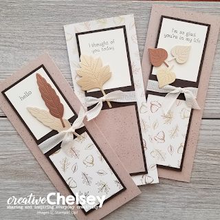 Creative Chelsey: SEPTEMBER 2020 SHEETLOAD OF CARDS Project Share SLIMLINE CARD EDITION | Stampin Up Gilded Autumn DSP Gilded Autumn Dsp, Creative Chelsey, Sheetload Of Cards, Slim Cards, Autumn Blessings, Slimline Cards, Autumn Cards, Homemade Greeting Cards, Greeting Card Craft