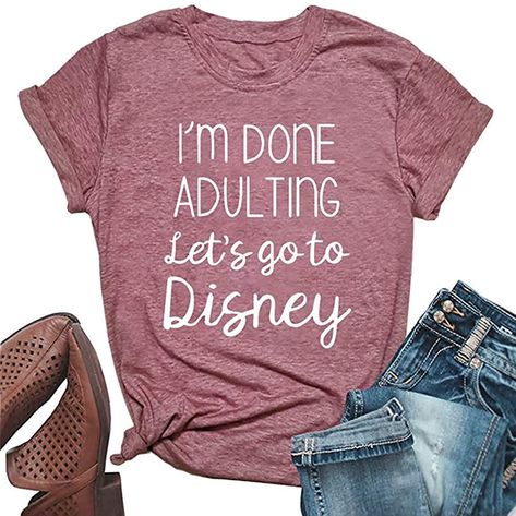 I'm Done Adulting Shirt for Women Funny Summer O Neck Short Sleeve Tops #WomensTShirt #MKShopLimited #Affiliate Ladies Printed Tops, Vacation Graphic, Letter Print Tee, Vacation Tops, Summer Graphic Tee, Funny Shirts Women, Cute Graphic Tees, Casual Summer Tops, Adulting Shirts