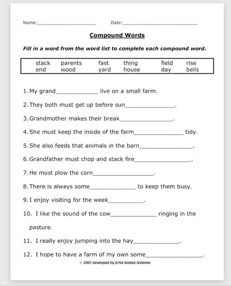 Zelda Language, English Conversation Worksheets, 2nd Grade Reading Worksheets, Compound Words Worksheets, 6th Grade Worksheets, Words Worksheet, Kindergarten Phonics Worksheets, Homeschool Worksheets, Teaching English Grammar