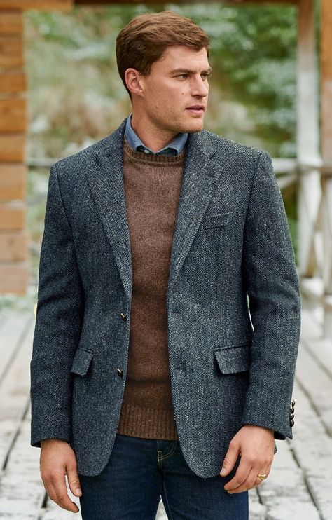 Tweed Jacket Men, Harris Tweed Jacket, Crockett And Jones, Grey Jacket, Food Hall, Men's Jackets, Crew Clothing, Natural Fibres, Timberland Mens