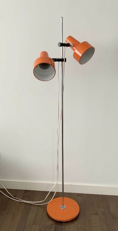 Vintage Mid Century Modern 2 Head Metal Floor Lamp Orange Adjustable Spot Light See the listing >>> https://everythingmcm.com/vintage-mid-century-modern-2-head-metal-floor-lamp-orange-adjustable-spot-light/