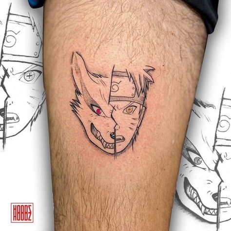 Kurama Tattoos: Embody the Power of the Nine-Tails with These Epic Designs - Body Artifact Naruto Fox Tattoo, Naruto Kurama Tattoo Design, Nine Tailed Fox Tattoo Naruto, Naruto Nine Tails Tattoo, Kurama Tattoo Ideas, Nine Tails Seal Tattoo, Naruto And Kurama Tattoo, Kurama Naruto Tattoo, Naruto Kurama Tattoo