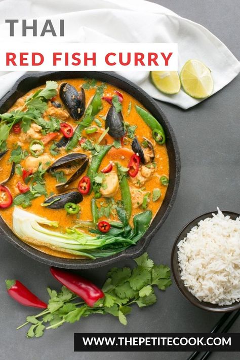 This vibrant spicy Thai Red Fish Curry is ready in just 20 minutes and makes a fantastic option for a quick meal. #dairyfree #glutenfree thepetitecook.com Thai Fish Recipe, Thai Fish Curry, Thai Curry Recipes, Thai Fish, Fish Curry Recipe, Spicy Thai, Asian Inspired Recipes, Fish Curry, Thai Curry