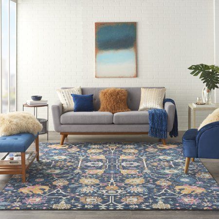 Boho French Country, Scatter Rugs, Persian Motifs, Blue Backdrops, Rich Color Palette, Navy Rug, Navy Blue Area Rug, Bohemian Area Rugs, Navy Area Rug