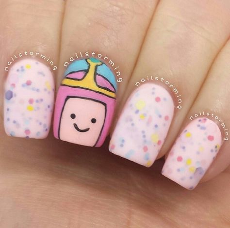 Princess bubblegum nails by @Nailstorming Adventure Time Nails, Bubblegum Nails, Nails After Acrylics, Girls Nail Designs, Hard Nails, Anime Nails, Nail Time, Minimalist Nail Art, Nail Candy