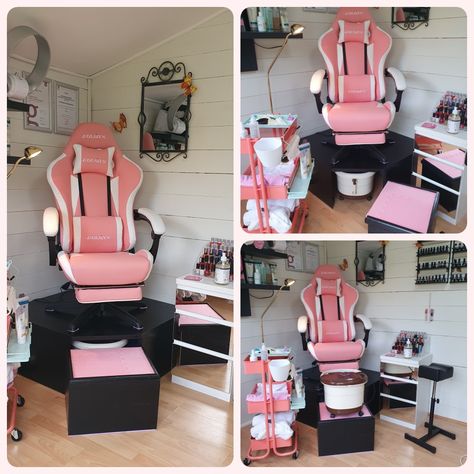 Pedicure Suite Ideas, Dry Pedicure Station, Pedicure Set Up Ideas, Diy Pedicure Station, Pedicure Station Ideas, Esthetician Ideas, Nail Suite, Mobile Nail Salon, Pedicure Station