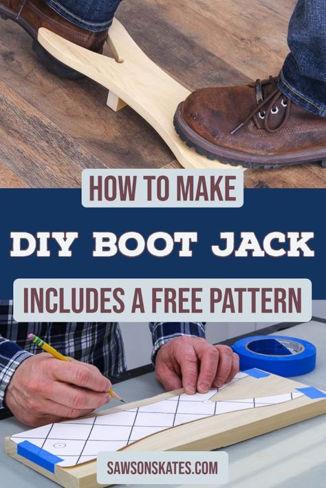 Having trouble removing your shoes? Make this wooden DIY boot jack! It's easy to make and the free plans include a pattern to lay out the curved details. Boot Puller, Boot Jack, Mechanical Advantage, Diy Furniture Building, Cnc Router Projects, Router Projects, Wooden Shoe, Wood Shop Projects, Woodworking Projects That Sell