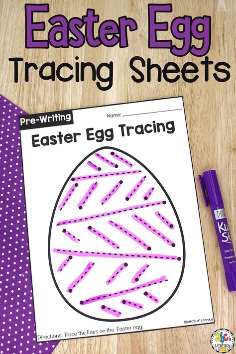 Your preschoolers will have an “egg-tastic” time decorating eggs with these Easter Tracing Worksheets! This activity is a fun way for your kids to practice writing strokes, develop fine motor skills, and much more! Click on the picture to learn more! https://abcsofliteracy.com/easter-tracing-worksheets/ Easter Tracing Preschool, Easter Tracing Worksheets, Easter Fine Motor Activities, Easter Tracing, Easter Preschool Worksheets, Writing Strokes, Easter Literacy, Easter Writing, Easter Egg Printable