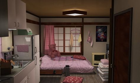 Japanese Apartment Interior, Japanese Apartment, Japanese Bedroom, Japanese Room, Pink Living Room, Nancy Drew, Japan Design, Dream Room Inspiration, House Room