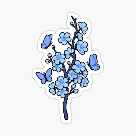 Millones de diseños originales hechos por artistas independientes. Cute Blue Stickers, Art Stickers Aesthetic, Tumblr Sticker, Blue Sakura, Sakura Branch, Blue Stickers, Stickers Cool, Preppy Stickers, Arte Do Kawaii