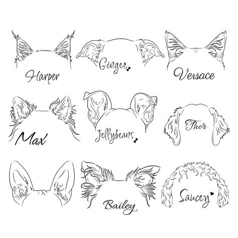 Dog Ear Outline, Ear Outline, Puppy Ears, Pet Memorial Tattoo, Graphics Tablets, Dog Sketch, Memorial Tattoo, Cat Ear, Dog Ear