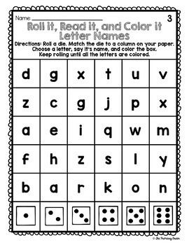 Roll and Read Letter Names and Sounds Activity by The Primary Brain | Teachers Pay Teachers Letter Name And Sound Activities, Letter Names And Sounds Activities, Letter Naming Fluency Activities, Fry Words Activities, Letter Fluency, Letter Sound Games, Alphabet Review, Letter Identification Activities, Roll And Read