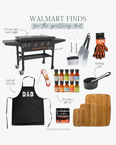 Gift ideas for the Dad that loves to grill. Grilling gifts for Dad. Father's Day grilling gifts. Barbecue essentials. Blackstone griddle and accessories. Father's Day gift guide. Affordable gift ideas.
Father's Day | Grill Gifts | Gifts for Men | Gifts for Men 

Follow comestayawhile for DIY projects, neutral home decor, casual outfit inspo, makeup and skincare routine, lifestyle, parenting, and more. 

Follow amandalovesamazon for home inspiration, fashion finds, and beauty items from Amazon. Griddle Seasoning, Grill Gifts, Routine Lifestyle, Affordable Gift Ideas, Inspo Makeup, Neutral Home Decor, Blackstone Griddle, Grilling Gifts, Makeup And Skincare