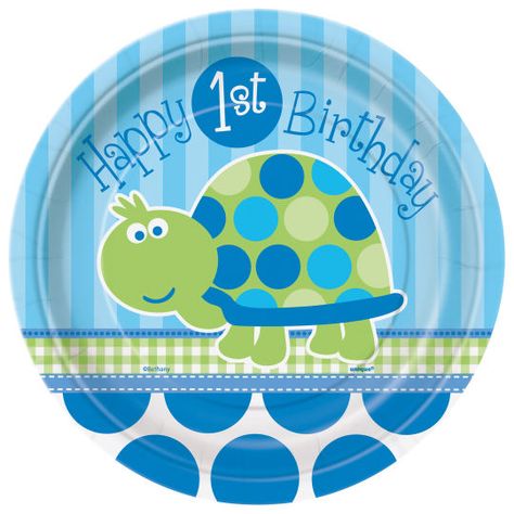 <div>Serve your birthday boy's cake at his first birthday party with these adorable Turtle First... Turtle Theme, Birthday Party Plates, Boys Birthday Party Decorations, First Birthday Boy, 1st Birthday Boy, Birthday Party Snacks, Turtle Birthday, Turtle Party, Birthday Desserts