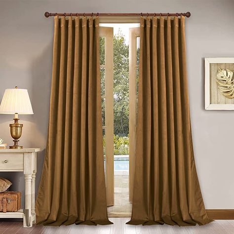 Amazon.com: StangH Velvet Blackout Curtains for Movie Theater, Rust Privacy Home Decor Drapes 96 inches for Christmas Backdrops/Sliding Glass Door, W52 x L96, 2 Panels : Home & Kitchen Blush Curtains, Sliding Door Curtains, Insulated Drapes, Velvet Room, Velvet Drapes, Gold Curtains, Blackout Drapes, Velvet Curtains, Room Darkening Curtains