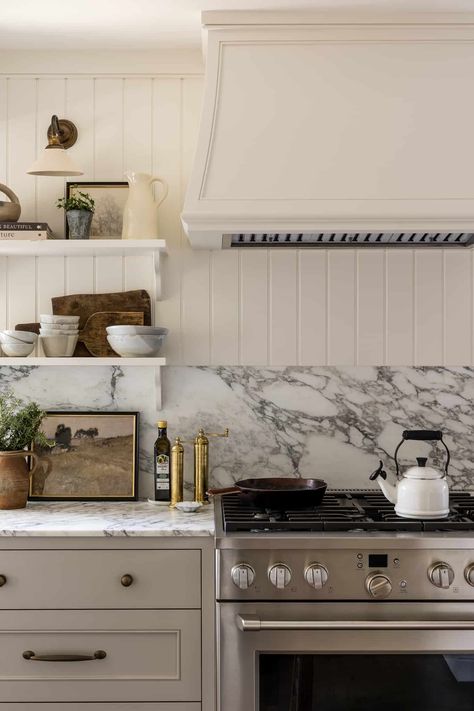 Neutral Kitchen Design: Get The Look - Mindy Gayer Design Co. Neutral Kitchen Designs, Mindy Gayer Design, Kitchen Floor Plan, Custom Floating Shelves, Country Cottage Kitchen, Neutral Kitchen, Cottage Renovation, Kitchen Views, Kitchen Cabinet Handles