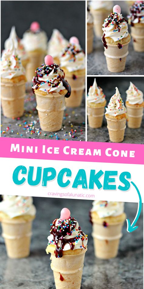 Ice Cream Cone Cupcake, Cone Cupcakes, Christmas Ice Cream, Ice Cream Cone Cupcakes, Ice Cream Cone Cake, Frosting Chocolate, Chocolate Sundae, Mini Ice Cream Cones, Mini Ice Cream