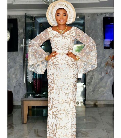 Nigerian Wedding Dresses Traditional, Nigerian Dress Styles, Aso Ebi Style, Nigerian Outfits, Nigerian Dress, Nigerian Lace Styles Dress, Nigerian Lace Styles, African Wedding Attire, African Lace Styles