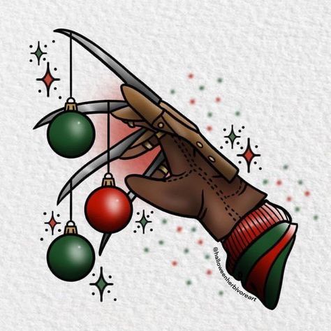 Christmas Horror Art, Horror Christmas, Black Christmas Decorations, Scary Christmas, Spooky Christmas, Christmas Horror, Christmas Tattoo, Creepy Christmas, Flash Tattoo Designs