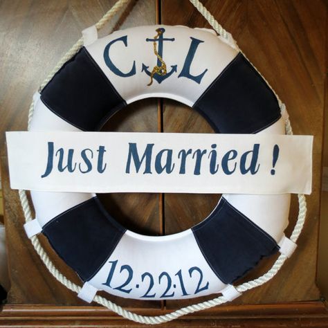 Life Ring Wreath for Nautical Beach Wedding Just by searchnrescue2, $65.00 Small Simple Wedding, Sunflower Wedding Decorations, Anchor Wedding, 50th Wedding Anniversary Party, Ring Wreath, Nautical Wedding Theme, Life Ring, Founders Day, Ship Wedding