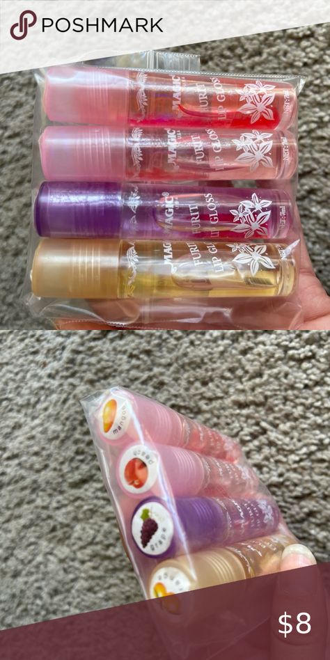 (4) Fruity roller ball lip glosses pack lot Roller Ball Lip Gloss, Roller Lip Gloss, Shoe Adidas, Gymnastics Mats, Hair Stores, Dr House, Hollister Sweater, Roller Ball, Lip Glosses