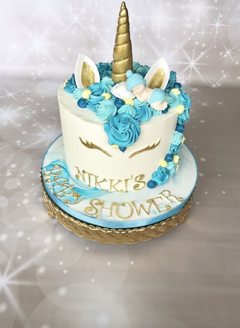 Blue Unicorn Cake Birthday, Blue Unicorn Cake, Baby Shower Look, Cakes Decorating, Blue Unicorn, Unicorn Baby Shower, Blue Cakes, Unicorn Cake, 7th Birthday