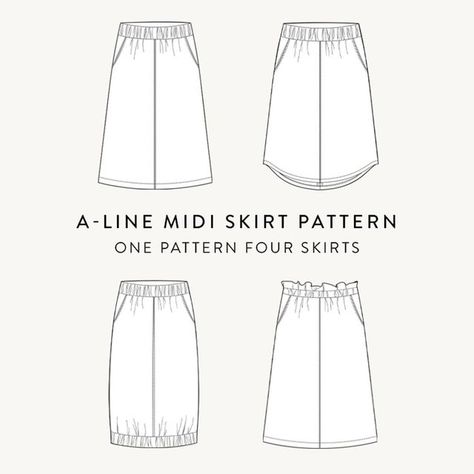 THE ASSEMBLY LINE on Instagram: "The A-line midi skirt sewing pattern is easy sewing with a modern finish ✂🪡✂

It has an A-line fit and is detailed with an elasticated waistband and side slant pockets. The pattern comes with several versions to choose from - the regular waistband, the paper bag waistband with belt loops and a belt, the regular straight hemline, the rounded hemline and the elasticated hemline. Find your favorite!

Match the skirt with our bestseller, the Cuff top, that features elastic cuffs at the sleeve ends for a dramatic effect. It pairs perfectly with the A-line midi skirt!

#TALpatterns #digitalpatterns #paperpatterns #handmadefashion #instasew #sewcialist #sewinglove #sustainablefashion #fashionmadebyyou #indiesewing #sew #sewingproject #swedishfashion #memade #mema Midi Skirt Sewing, Midi Skirt Sewing Pattern, Skirt Sewing Pattern Free, Skirt Sewing Pattern, Midi Skirt Pattern, Sewing Pattern Shop, Skirt Sewing, Swedish Fashion, Led Fashion