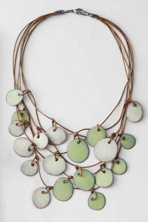 Enamel Necklace - This stylish necklace from artist Jennifer Bauser is crafted from enamel and features an eye-catching, organic design and hue. Adjustable 16-20L, it closes with a lobster clasp. Enameling Jewelry, Ceramic Bead Jewelry, Ceramic Pendant Necklace, Handmade Ceramic Jewelry, Artful Home, Enamel Necklaces, Stylish Necklace, Clay Jewelry Diy, Ceramic Pendant