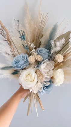 Dusty Blue Bridesmaid Flowers, Blue Wedding Decorations Receptions, Light Blue Western Wedding, Coastal Boho Wedding, Steel Blue Wedding Theme, Dusk Blue Wedding, Blue Tan Wedding, Dusty Blue Centerpieces Wedding, Dusty Blue And Sage Green Wedding Theme