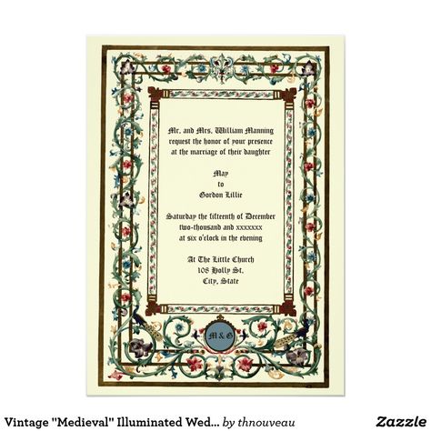 Vintage "Medieval" Illuminated Wedding Invitations Medieval Save The Date, Ren Faire Wedding, Themed Wedding Ideas, Medieval Wedding, Wedding Invitations Zazzle, Themed Wedding Invitations, Invitation Sizes, Halloween Wedding, Wedding Bridesmaid Dresses