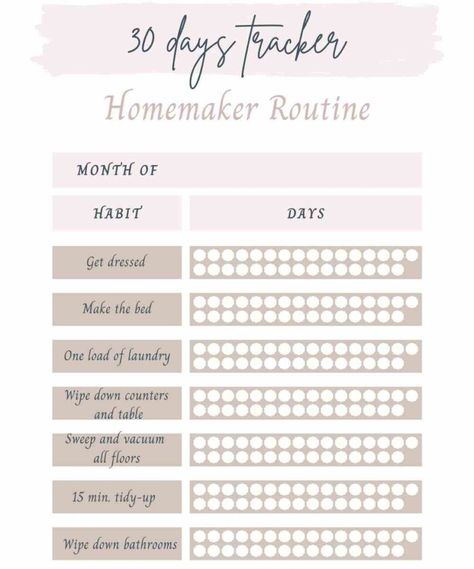 30 day homemaker routine tracker printable Christian Habit Tracker, Homemaker Routine, Homemaking Routine, 30 Day Printable, Routine Tracker Printable, 30 Day Tracker, Homemaking Inspiration, 30 Day Habit Tracker, Routine Tracker